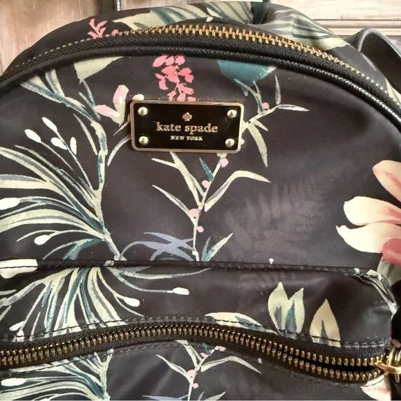 Kate Spade Black Floral Backpack Bag Purse Bag - Picture 3 of 14
